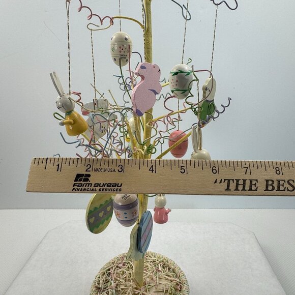 Vintage Easter Tree 17 Wooden Ornaments Bendable Branches Yellow 18" Tall - Picture 10 of 12